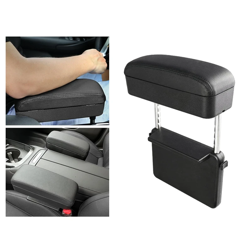 CDEFG Armrest Support Elbow Rest Pad Armrest Extender, Console Storage Organizer, Adjustable Height Comfort Arm Rest Pads, Universal Fit for Most Car Models (Black Line)