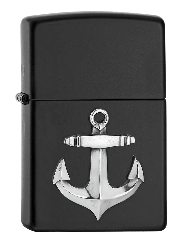 ZIPPO – Black Matte - Mini Anker, Emblem – gasoline Windproof lighter, refillable, in gift box - Image 1