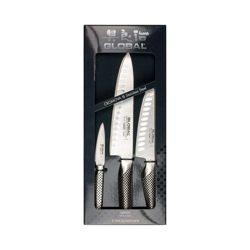 Global Knives G-779146 3-Piece Knife Set, CROMOVA 18 Stainless Steel