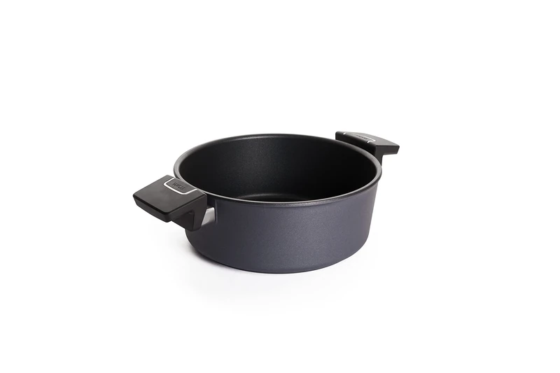 Woll 4054359001474 Diamond Lite Iron Casserole, inductive, 24 cm Diameter, 9 cm high, 3.8 litres, 2 Side Handles, Suitable for All Types of cookers, cast Aluminium, Oven-Safe, Anthracite, Charcoal