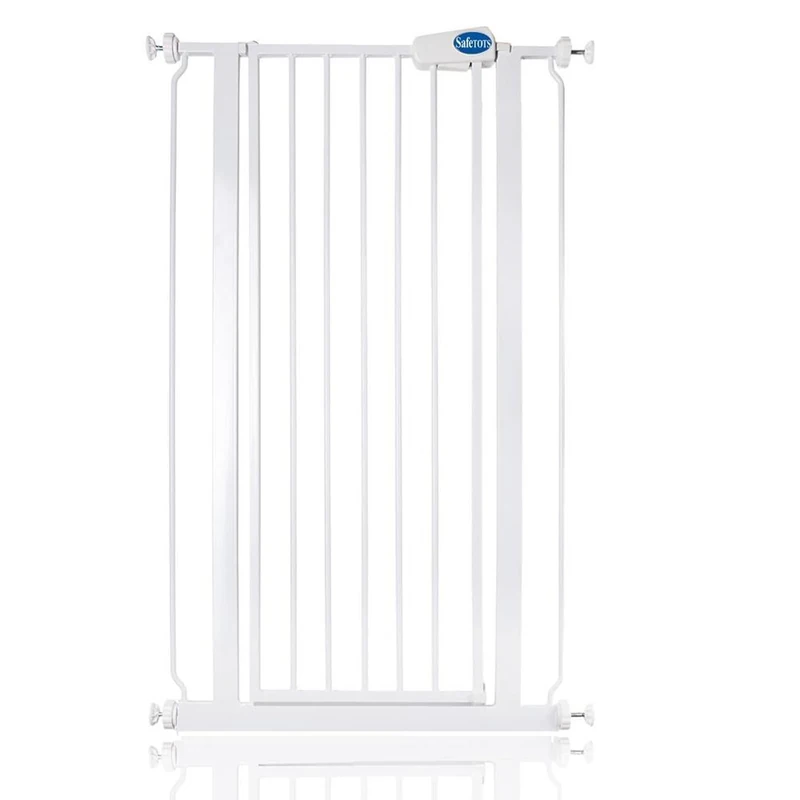 Safetots Extra Tall Narrow Metal Safety Gate Pressure Fit, 68.5cm - 75cm, White, 104cm in Height, Extra Tall Stair Gate, Tall Baby Gate, Easy Installation