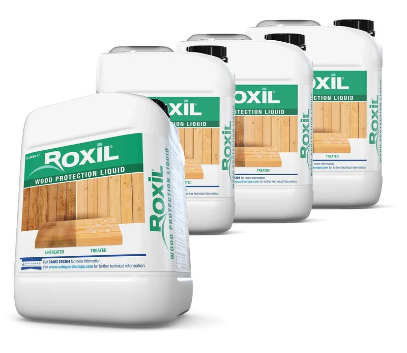 Roxil Wood Protection Liquid - 4x5 Litre - Weatherproofs and Protects Decks, Fences, Garden Furniture and Any Outdoor Timber