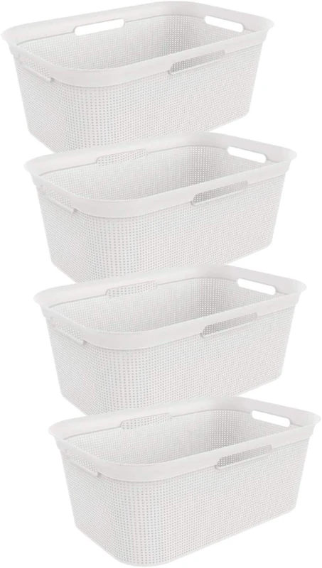 Rotho, Brisen, Set of 4 laundry basket 41 l, Plastic (PP) BPA-free, white, 4 x 40l (59,6 x 39,6 x 31,3 cm)