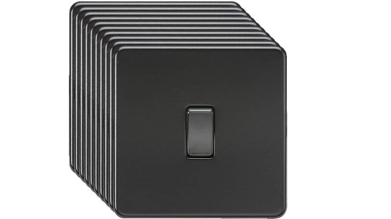 Knightsbridge Screwless 10AX 1G 2-Way Switch - Matt Black with black rocker