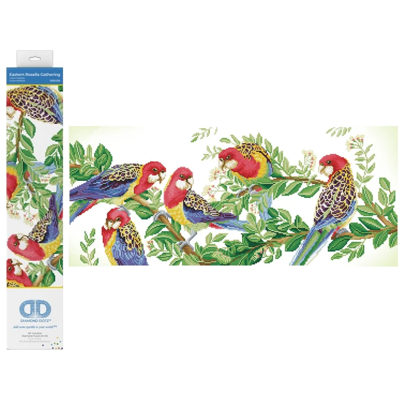 DIAMOND DOTZ Painting Kit, Advanced, DD13, E/Rosella Gathering, 87x37cm
