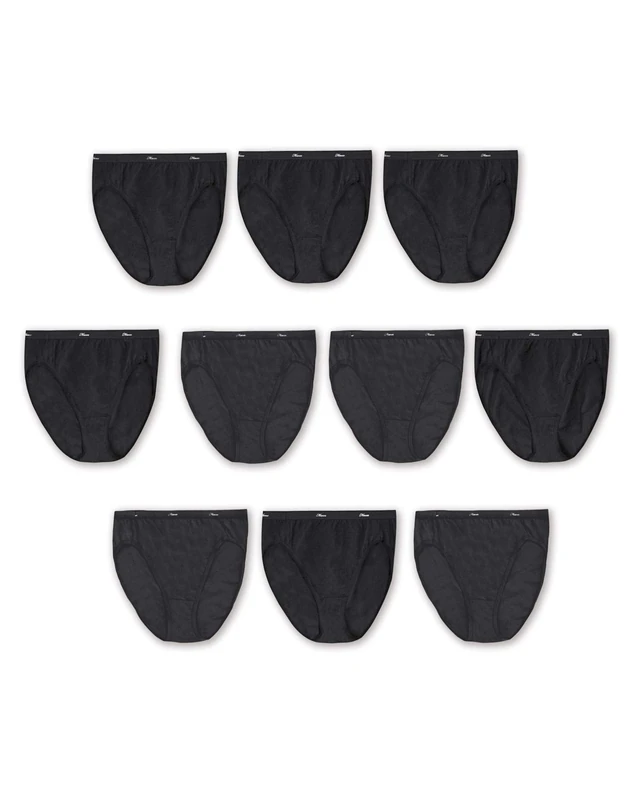 Hanes Women's Cotton Underwear, Black 10-Pack, XX-Large