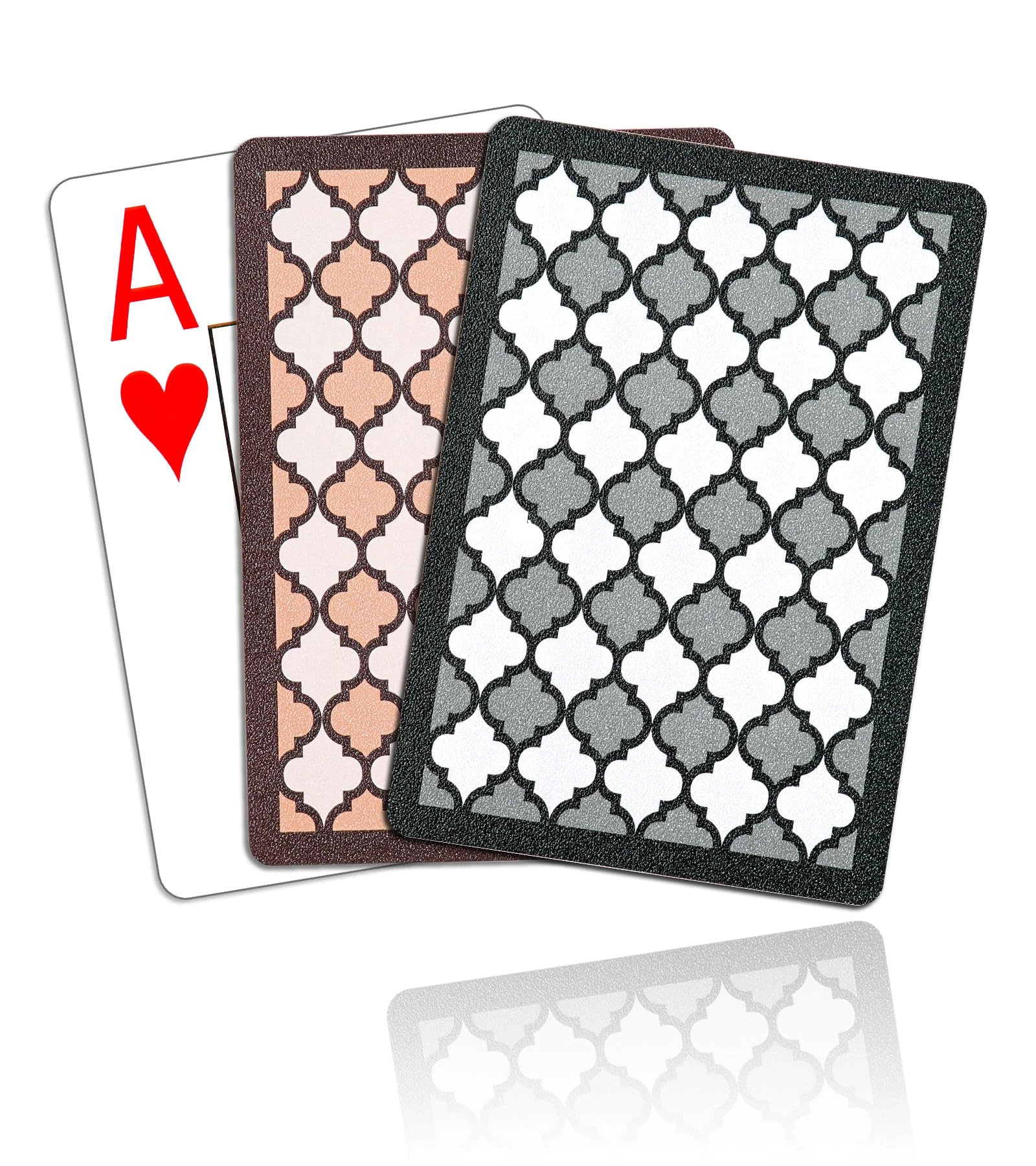 Teskyer 2 Pack Plastic Waterproof Playing Cards, Large Print Index Poker Cards, Decks of Cards for Card Games