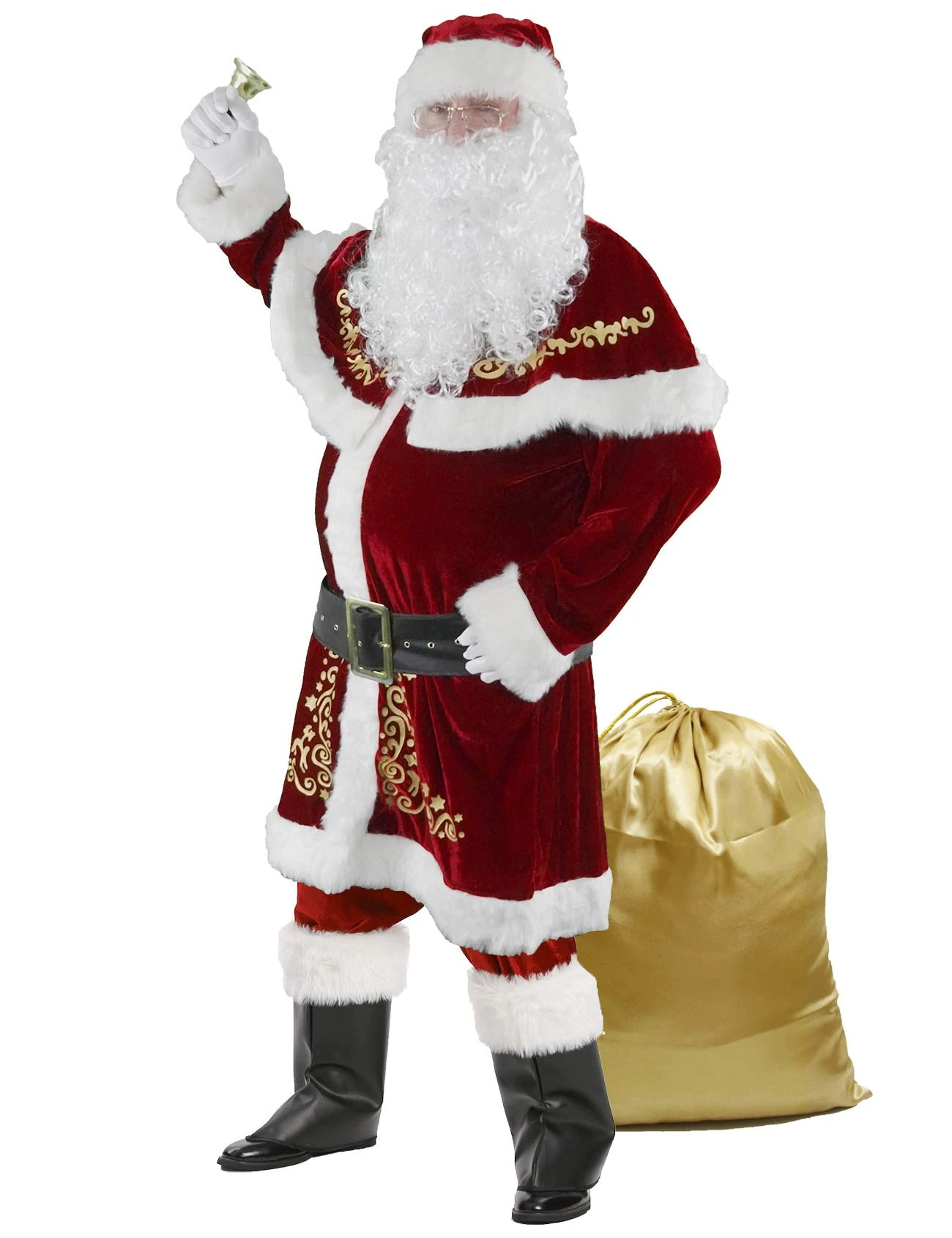 Ahititi Santa Claus Costume for Men 12pcs Christmas Set Deluxe Velvet Adult Santa Suit 2XL