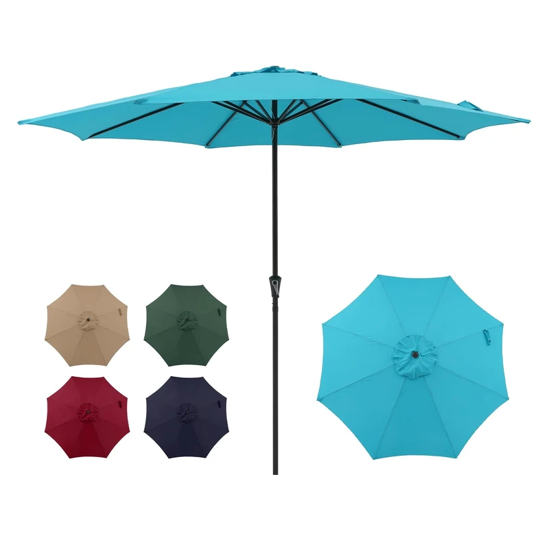 COBANA 11ft Turquoise Patio Umbrella - Large Shade with Aluminum Pole