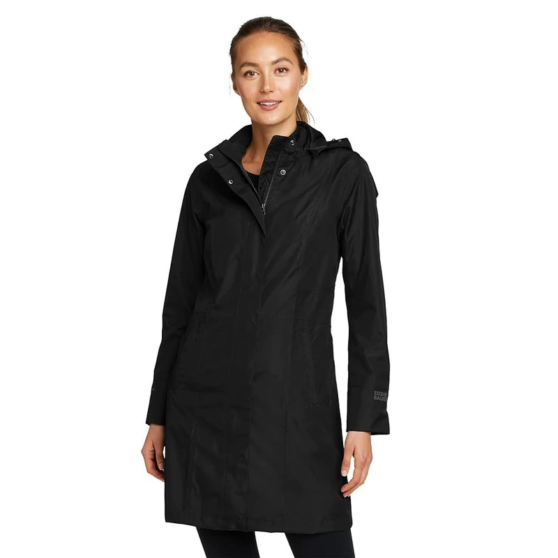 Eddie Bauer Women's Girl on The Go Trench Coat, Black, XXL