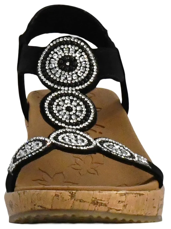 Skechers Women's Slingback Wedge Sandal, Black, 6.5 UK