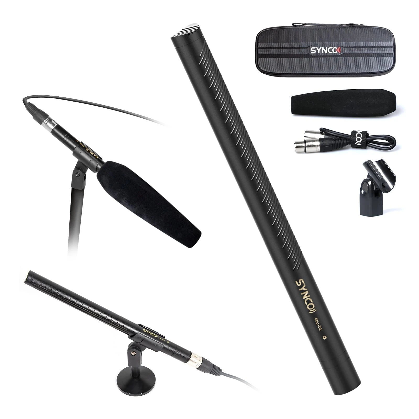 SYNCO XLR Shotgun Microphone D2 Hyper Cardioid Directional Condenser Mic with XLR Connector, Video/Audio Recording for Camcorders