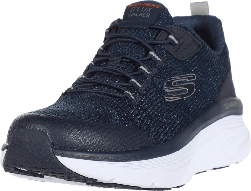 Skechers Men's D'lux Walker Pensive Sneaker, Navy Knit Synthetic Trim, 9 UK