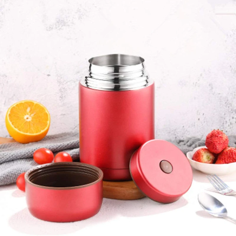 Agolaty Thermos Lunch Box, Stainless Steel, red - Image 1