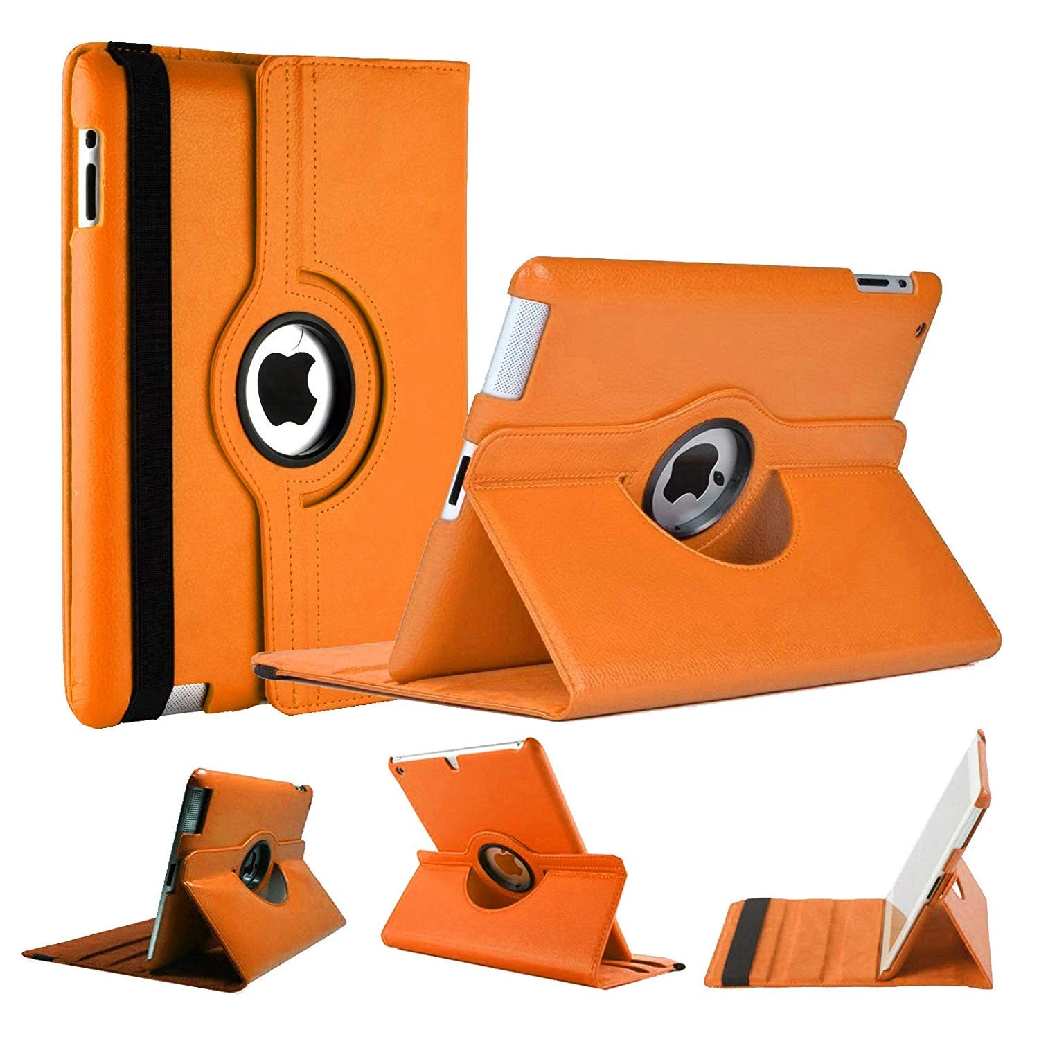 World Biz Case for iPad 9.7 2018/2017 / iPad Air 2 / iPad Air (9.7'') - 360 Degree Rotating Multi-Angle Viewing Stand, Shockproof PU Leather Book Style Flip Auto Sleep/Wake (Orange)