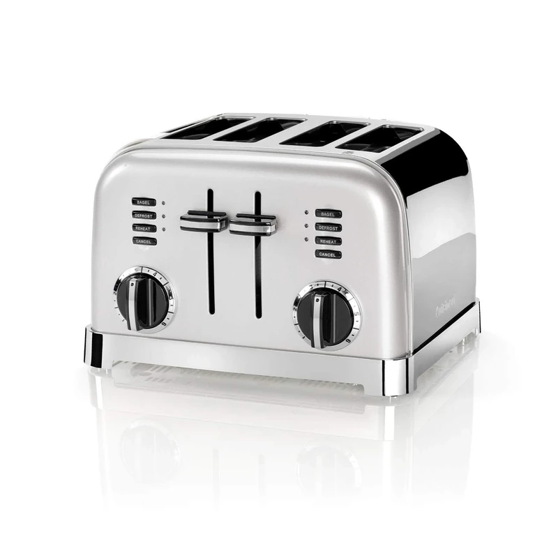 Cuisinart 4 slice toaster, Wide slots, ideal for thick bread and bagels, 6 browning levels plus defrost, Wide slots, High lift lever, Matching kettle available, Frosted Pearl