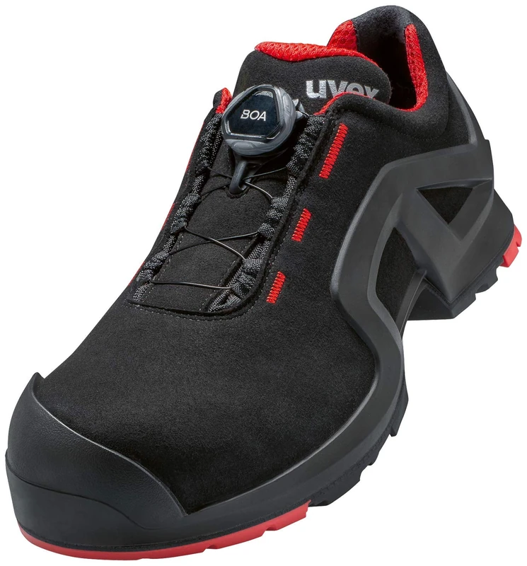 Uvex Unisex Adults Low Shoe 65672 S3 Size 46 PU Sole W11 Fire and Safety, Nero Rosso, 10.5 UK