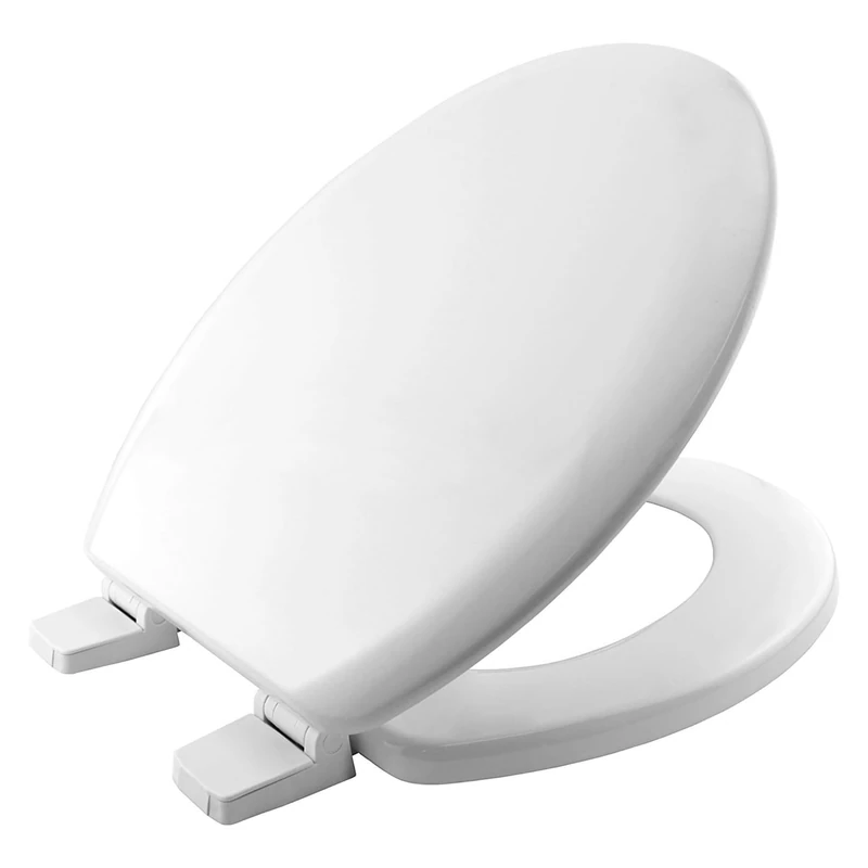 BEMIS Chicago Ultra-Fix White Toilet Seat. Wooden Toilet Seat with Water Based Paint for Easy Clean. Adjustable Plastic Hinges, Universal & Easy Installation, White