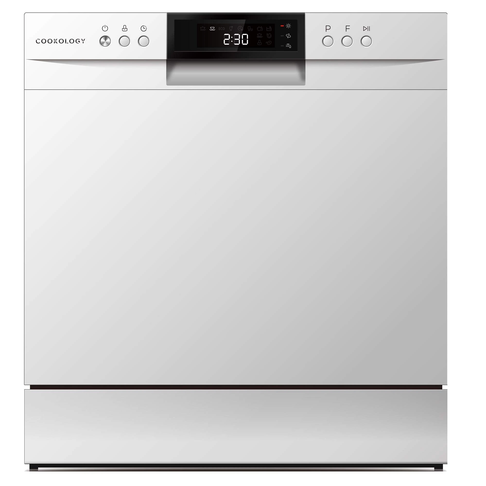 Cookology CTTD8WH Mini Counter Top Dishwasher in White - Compact & Portable - Tabletop Small Appliance - 8 Settings - 8 Wash Cycles - ECO Friendly Mode