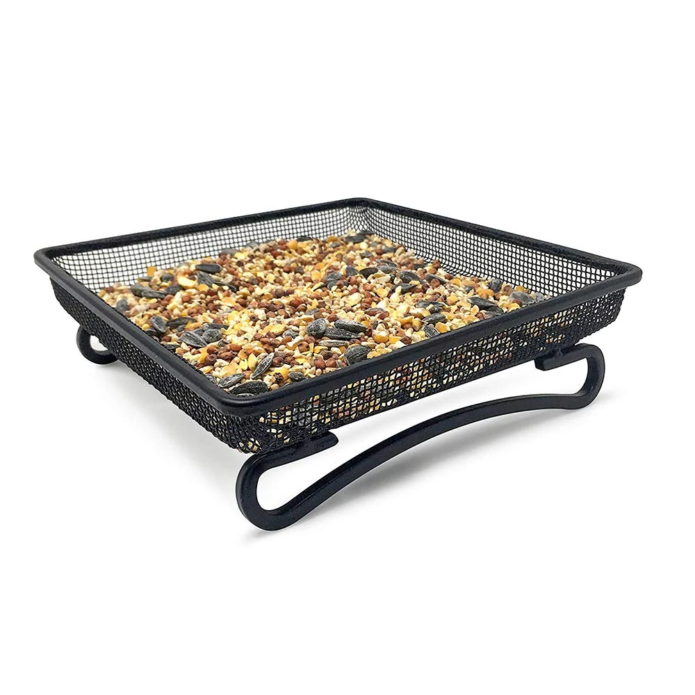 Unibos Wild Bird Square Raised Metal Mesh Ground Feeding Tray - Garden Bird Feeder Seed Dish Great for Outdoor Feeding