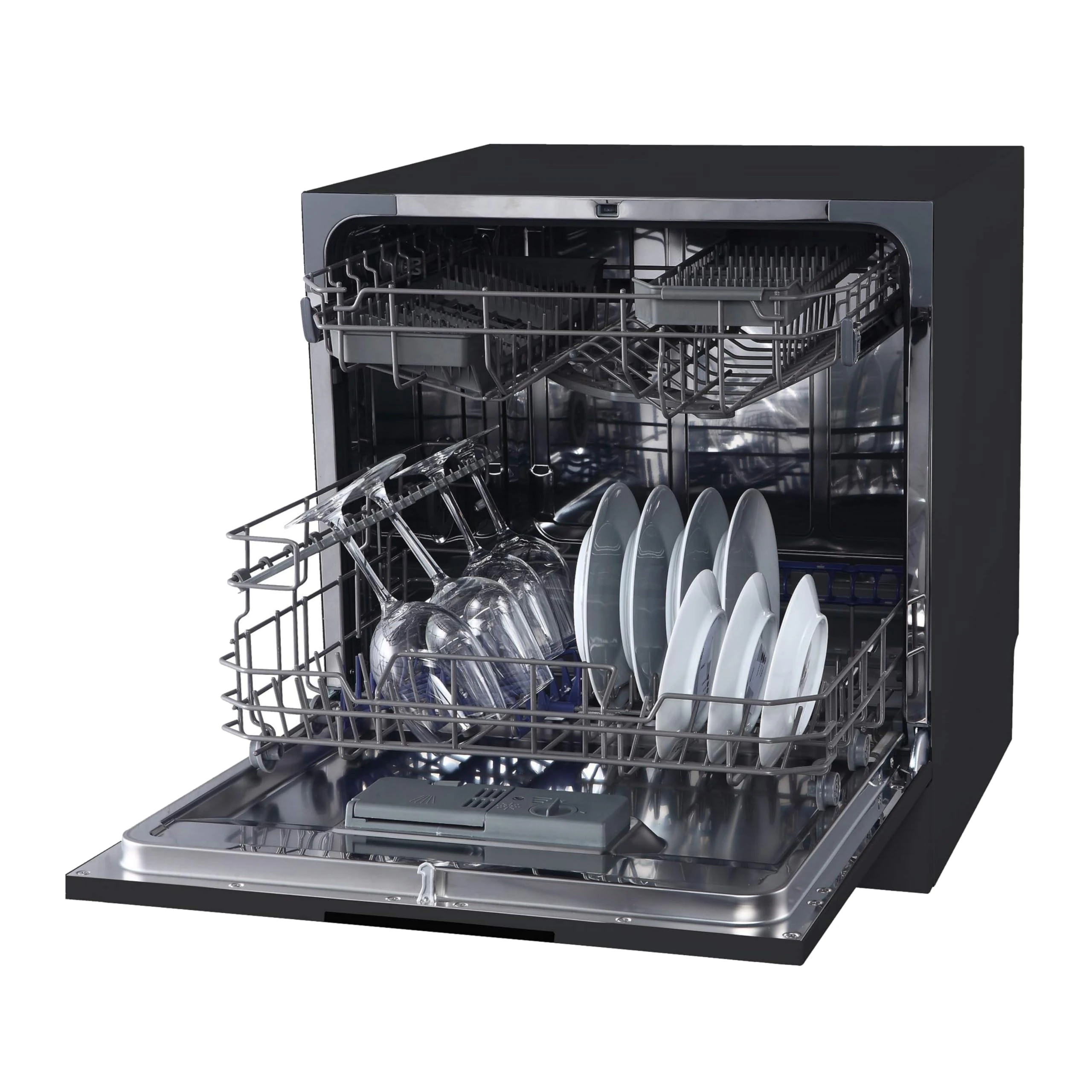 Cookology CTTD8 Mini Counter Top Dishwasher in Black - Compact & Portable - Tabletop Small Appliance - 8 Settings - 8 Wash Cycles - ECO Friendly Mode
