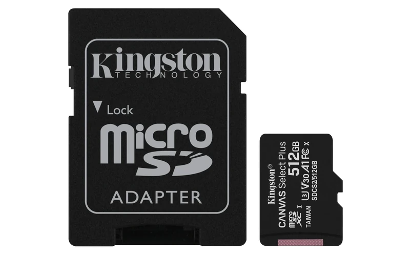Kingston Canvas Select Plus microSD Card SDCS2/512 GB Class 10 (SD Adapter Included)