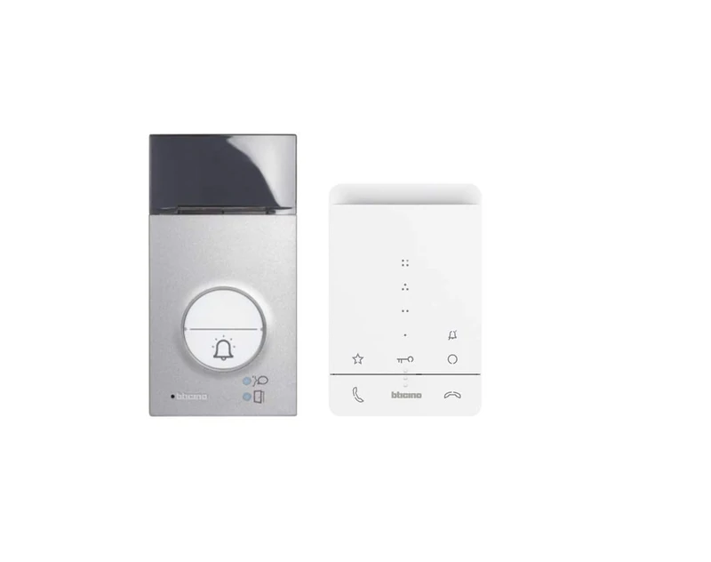 BTICINO, Flex ONE Audio Set with Door Station LINEA3000 & CLASSE100 A16E, Free Intercom, Sensor Buttons for Door Opening & Staircase Light, Configurable Additional Buttons, One/Two-Family House,