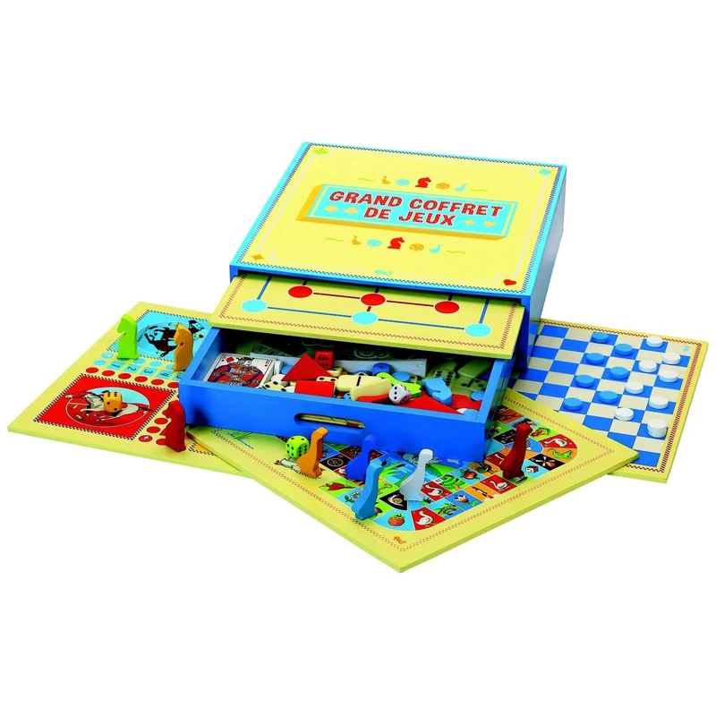 Jeujura - Large Game Set - 200 Rulers - Small Horses, Goose, Ladies, Horse, Mikado, Tangram, Dominoes, 54 Cards. 66200 - Play Tree - Board Game - Minimum Age : 3 Years