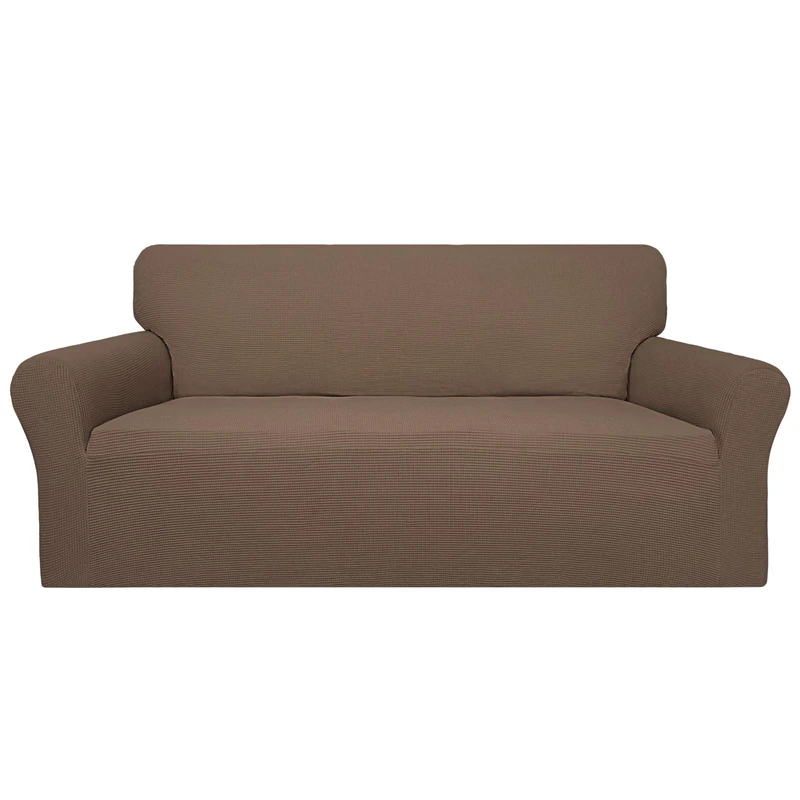 Easy-Going 100% Waterproof Couch Cover, Dual Waterproof Sofa Cover, Stretch Jacquard Sofa Slipcover, Leakproof Furniture Protector for Kids, Pets, Dog and Cat (Oversized Sofa, Brown)