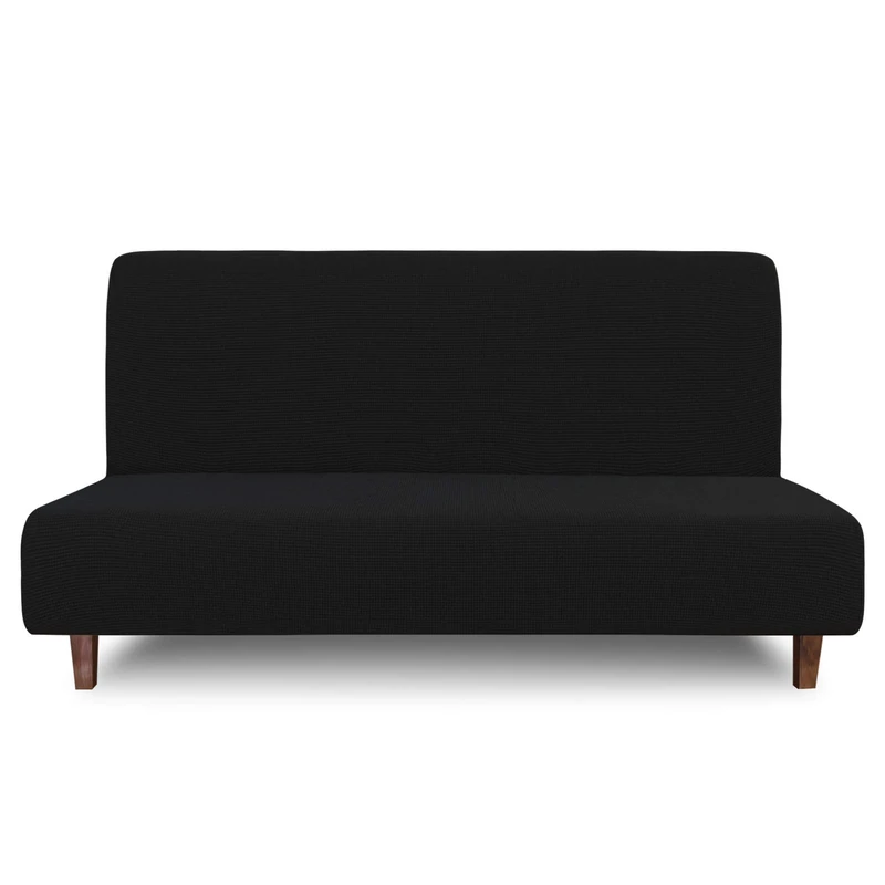Easy-Going 100% Waterproof Futon Cover, Dual Waterproof Couch Cover for Futon, Stretch Jacquard Armless Sofa Cover, Leakproof Furniture Protector for Kids, Pets, Dog and Cat (Futon, Black)