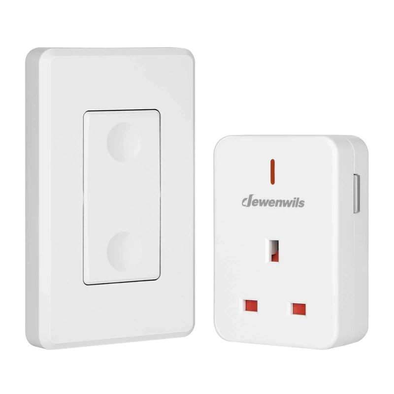 DEWENWILS Remote Control Plug Socket, 13A/3120W Heavy Duty Wireless Light Switch, 30m/100ft Long Range, Programmable, 1 Pack Sockets and 1 Remote
