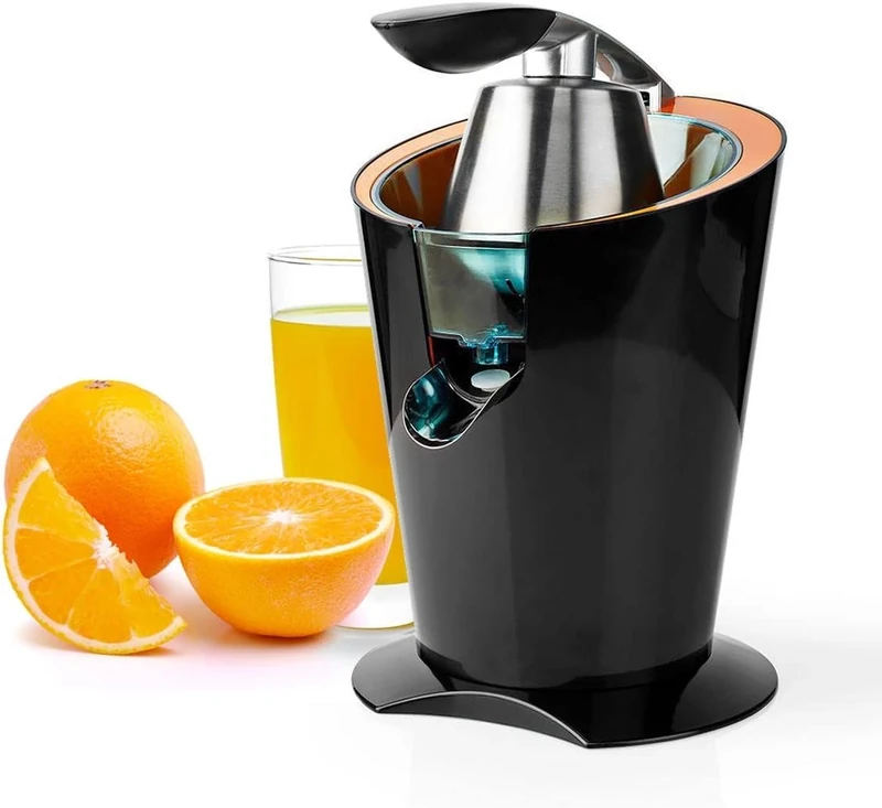 Nedis Electric Citrus Press, With Powerful 160W Motor & Anti-Drip Spout, Make Fresh-Squeezed Orange Juice Fast & Easy, 2 Cone Sizes, Dishwasher-Safe Parts - Black