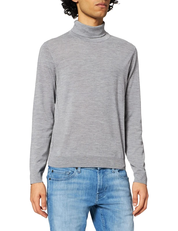 FALKE Roll Neck-60002 Men's Pullover - Grey-Heather, X-Large