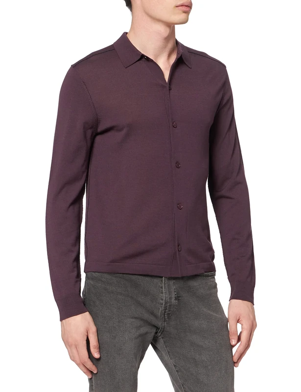 FALKE Men's Knit Shirt, Men, 60027, burgundy, S