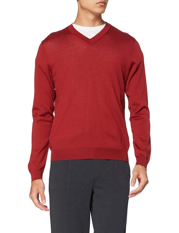 FALKE V-Neck Longsleeve Men's Longsleeve - Henna, Large