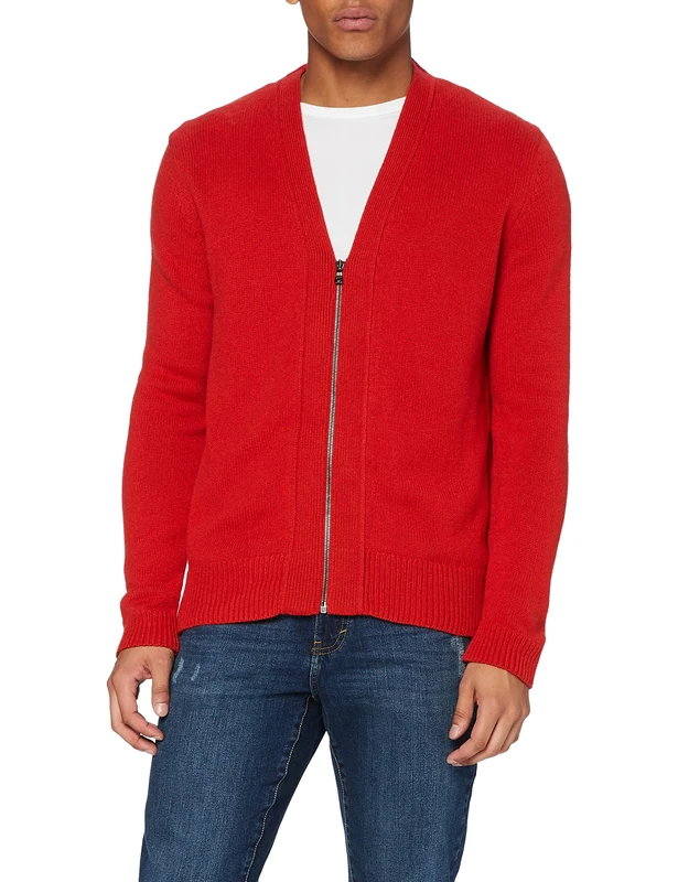 FALKE Men's Zip Cardigan, Men, 60018, red, M
