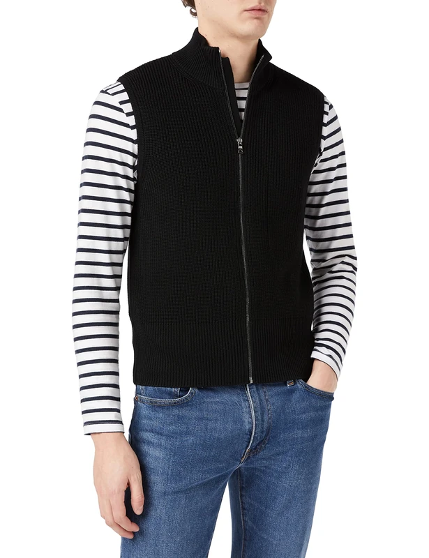 FALKE Men's Zip Vest, Men, Waistcoat, 60033, Black, XXX-Large