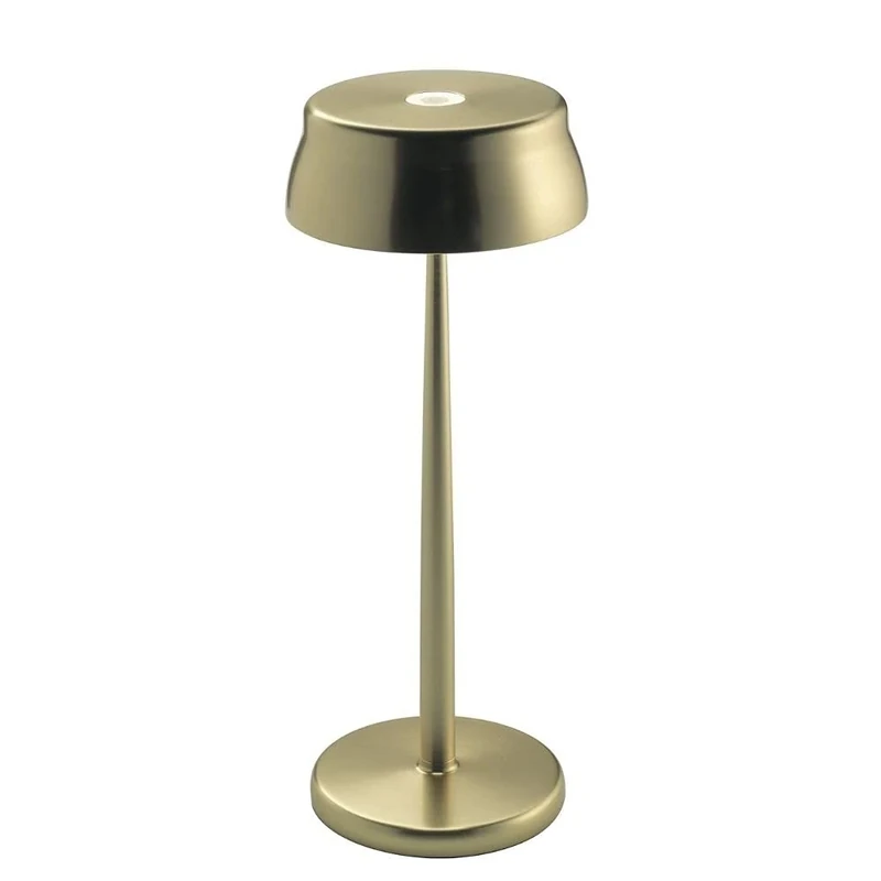 Zafferano Sister Light Dimmable LED Table Lamp, IP65 Protection, Indoor/Exterior Use, USB Charging, H32.8 cm-Anodized Gold