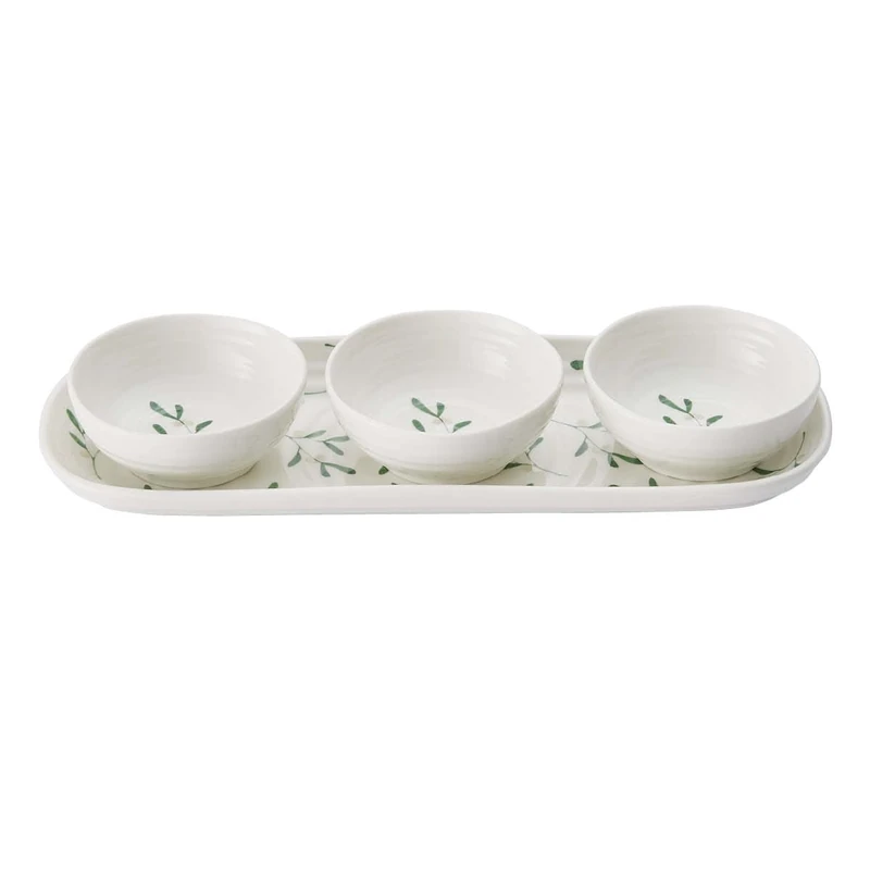 Portmeirion Sophie Conran Garland 3 Bowl and Tray Set (Amor, Mistletoe)