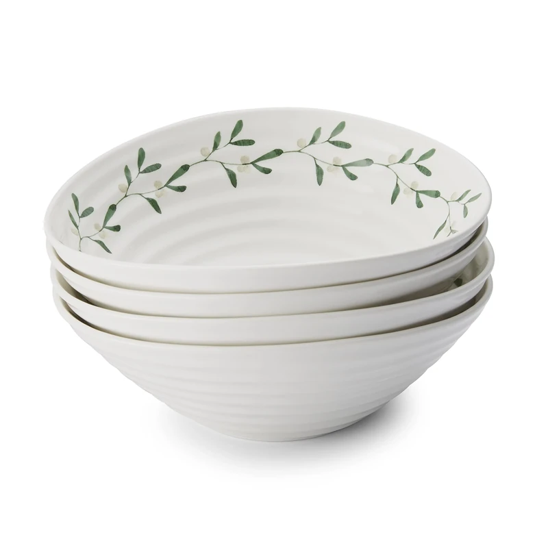 Portmeirion CPXT76808-XF 7.5" Cereal Bowl S/4 Mistletoe, Porcelain