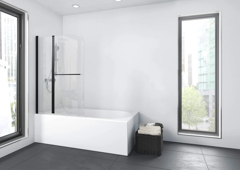 MARWELL BWF285 Factory Folding Bath Screen Matt Black