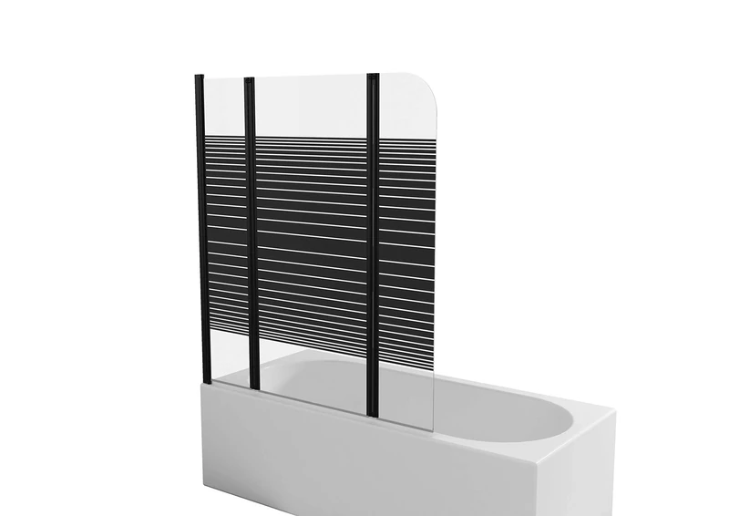 MARWELL BWF350 Black Lines Folding Bath Screen Matt Black
