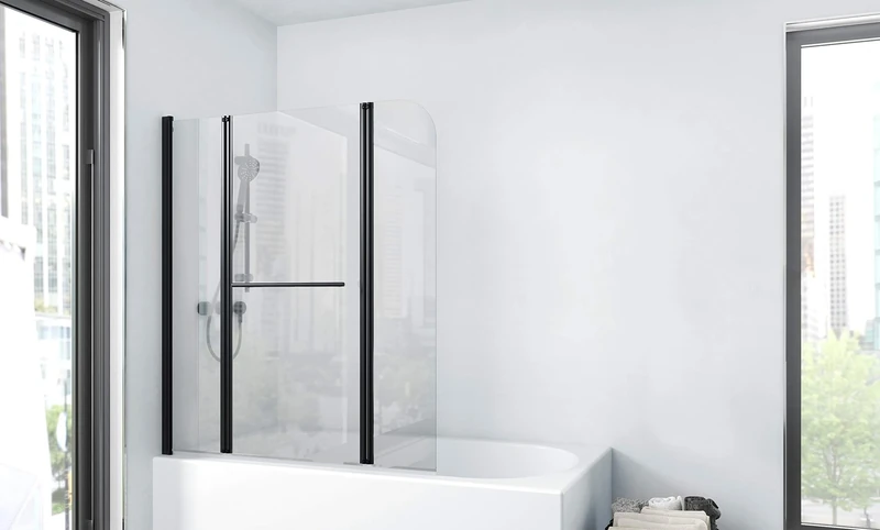 MARWELL BWF385 Factory Folding Bath Screen Matt Black