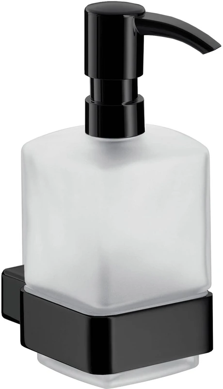 Emco Loft 52113301 Liquid Soap Dispenser (Container Crystal Glass Satined, Height 160 mm, Width 70 mm) Pump Head Plastic Black