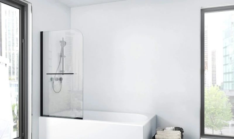 MARWELL BWF185 Factory Folding Bath Screen Matt Black