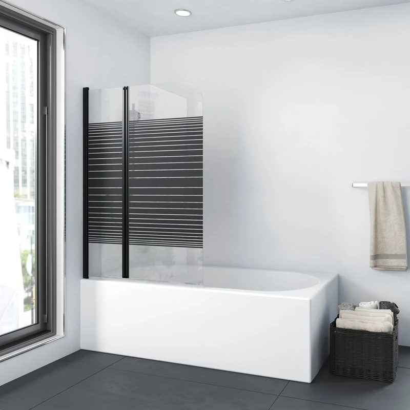 MARWELL BWF250 Black Lines Folding Bath Screen Matt Black