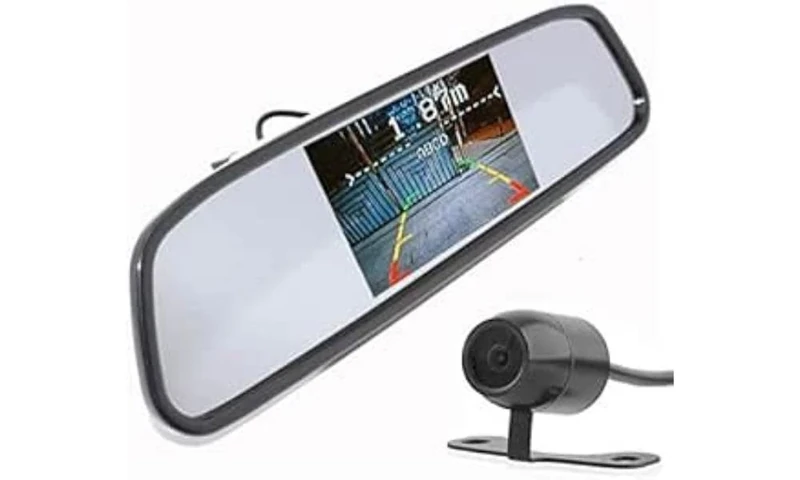 In Phase Car Audio DINY603BW Universal Mount Rear View Camera System, LED Multi Colour Display Unit, Includes 4 Sensor Fitting Kit