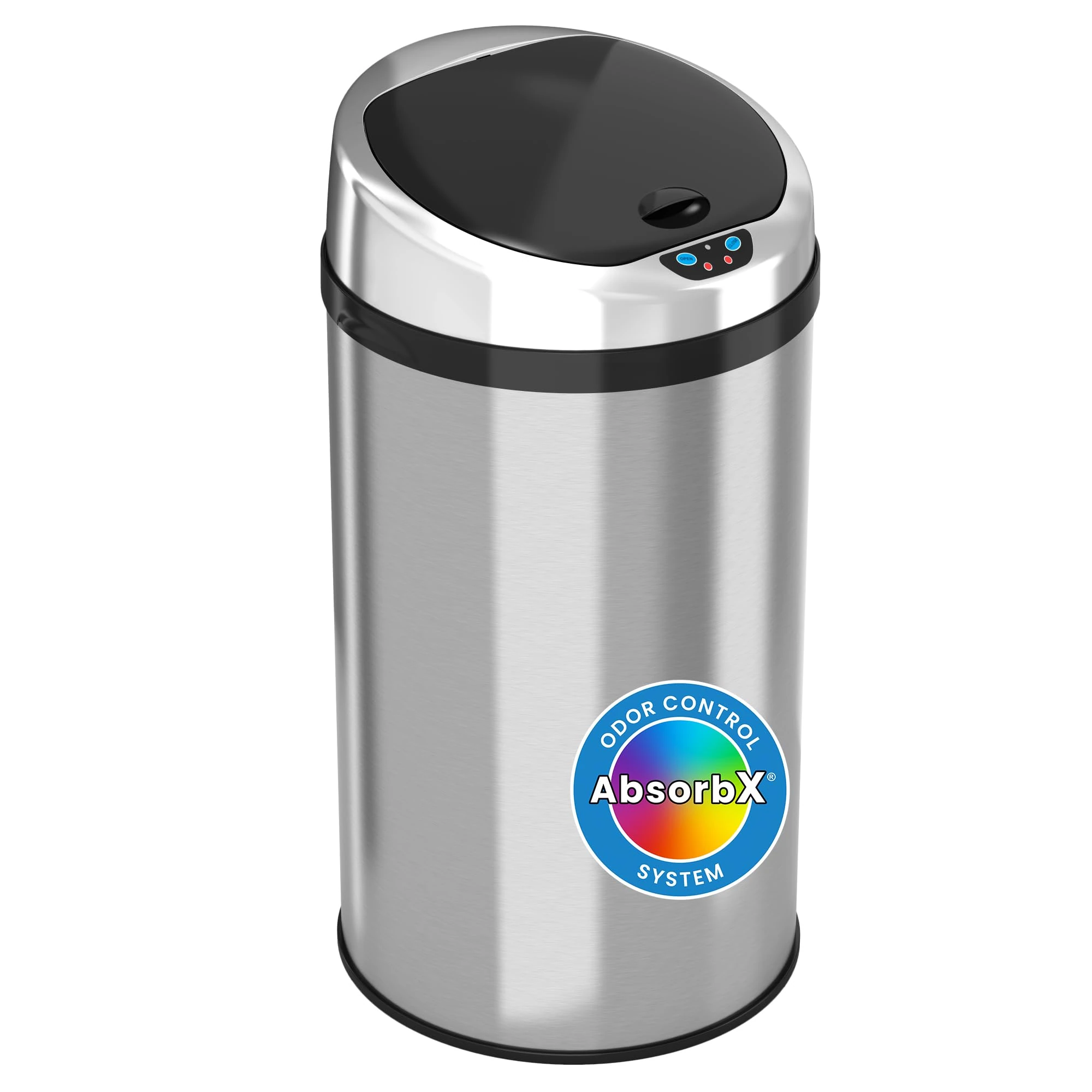 iTouchless 8 Gallon Touchless Sensor Kitchen Trash Can with Odor Control System, Stainless Steel, Garbage Bin for Home or Office, stainless_steel, Silver, 30 Liter / 8 Gal, Round