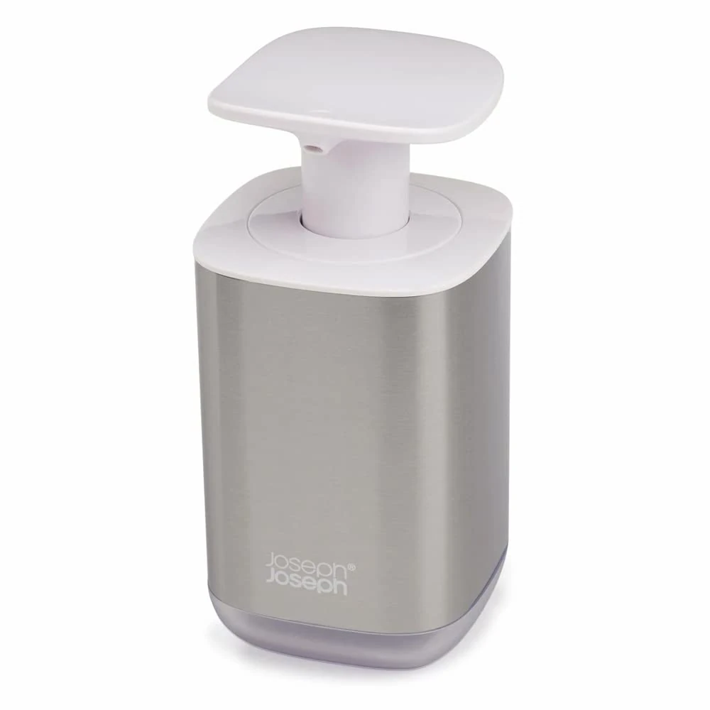 Joseph Joseph Presto Hygienic Bathroom Soap pump dispenser, refillable – White/ Stainless Steel, 36