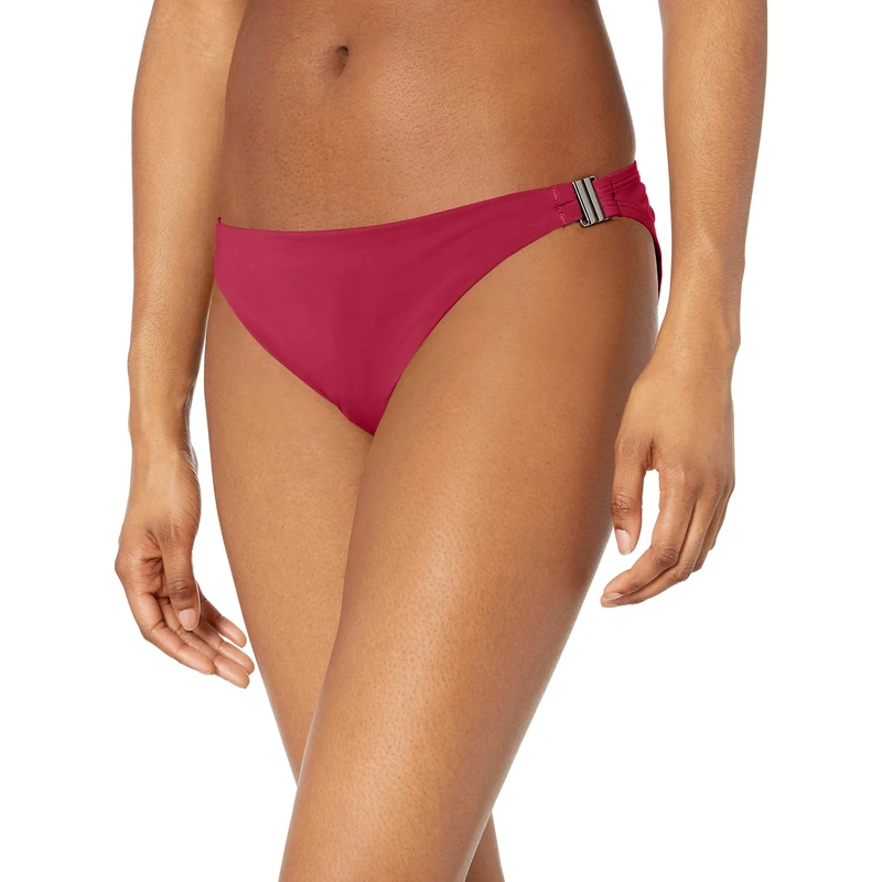 BCBGeneration Women's Side Buckle Hipster Bikini Swimsuit Bottom, Hot Fuchsia, Large